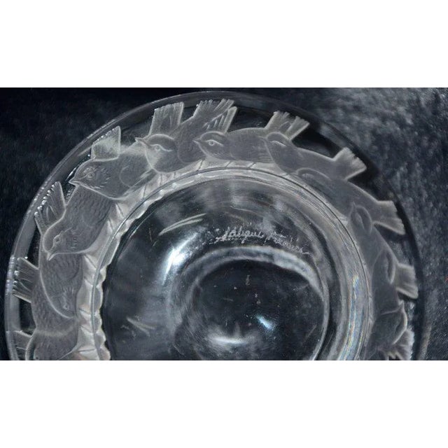 1940s Lalique Irene Circle of Birds Clear and Satin Crystal Pin Dish For Sale - Image 5 of 8
