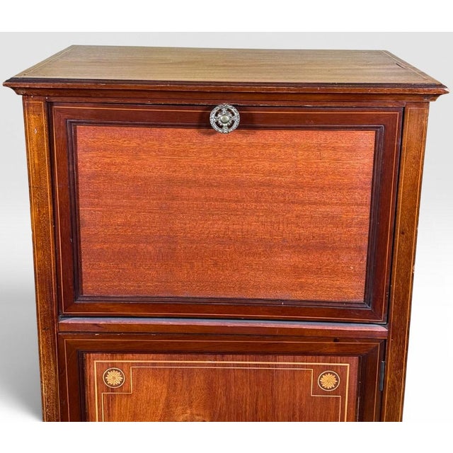 Wood Vintage French Louis XVI Style Inlaid Mahogany Semainier Secretary Desk For Sale - Image 7 of 15