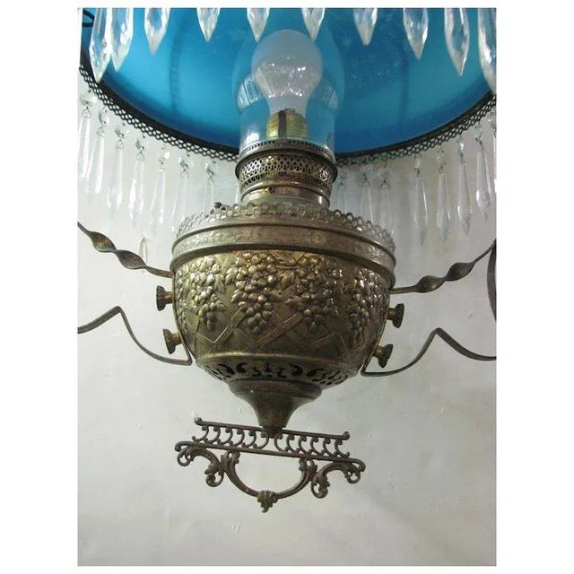 Late 19th Century Blue Shade Victorian Parlour Pendant For Sale - Image 4 of 6