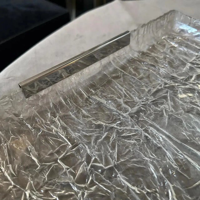 Mid-Century Modern 1980s Modernist Ice Lucite and Silver Plated Italian Tray by Ulderico Cavinato For Sale - Image 3 of 11