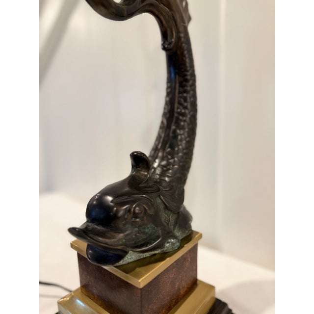 Wood Vintage Wildwood Bronze & Brass Fish Table Lamp For Sale - Image 7 of 12