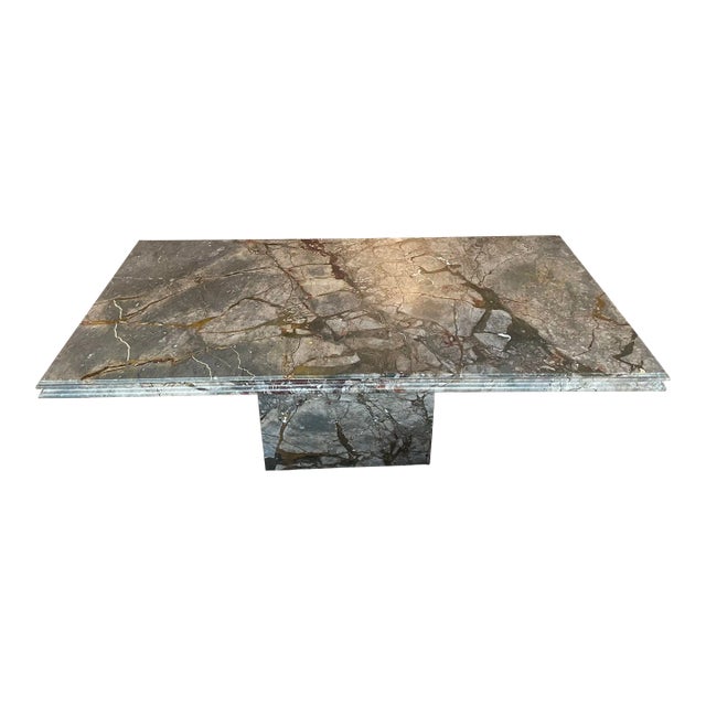 1980s Postmodern Vintage Emperado Honed Marble Dining Table For Sale