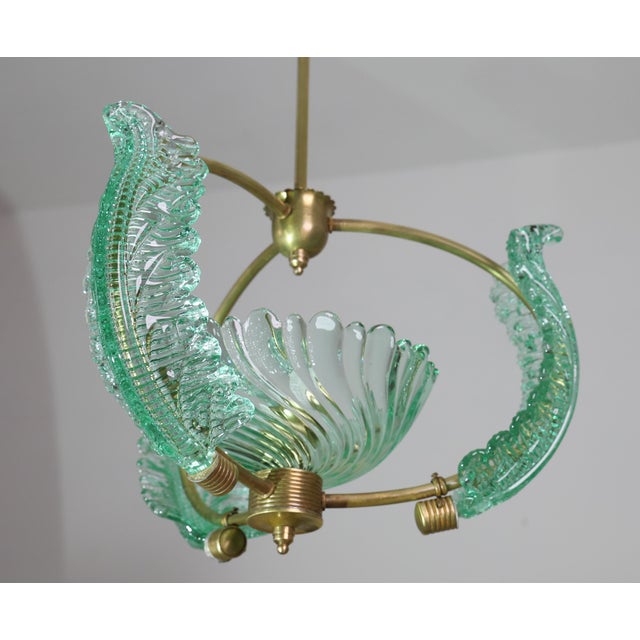 1950s Extra Rare Green Acquamarine Art Deco Barovier E Toso Chandelier For Sale - Image 16 of 16