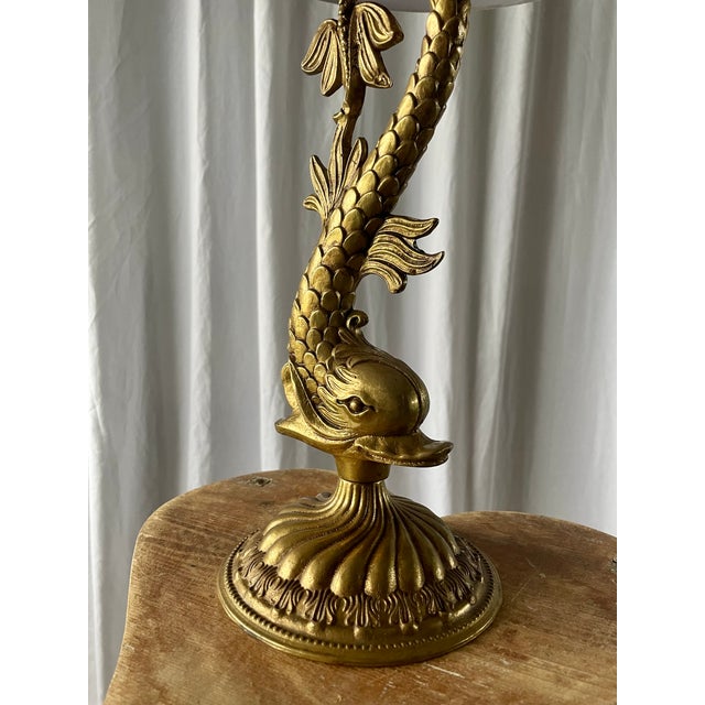 Louis XV Style Gilt Bronze Dolphin Lamp, 1950s For Sale - Image 9 of 15