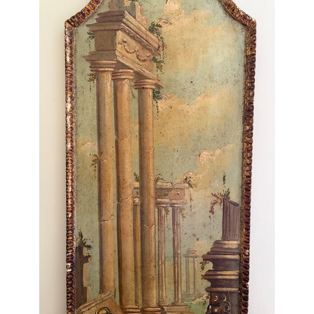 Early 20th Century Early 20th Century Italian Capriccio Landscape Painting With Classical Ruins in Shaped Gilt Frame For Sale - Image 5 of 7