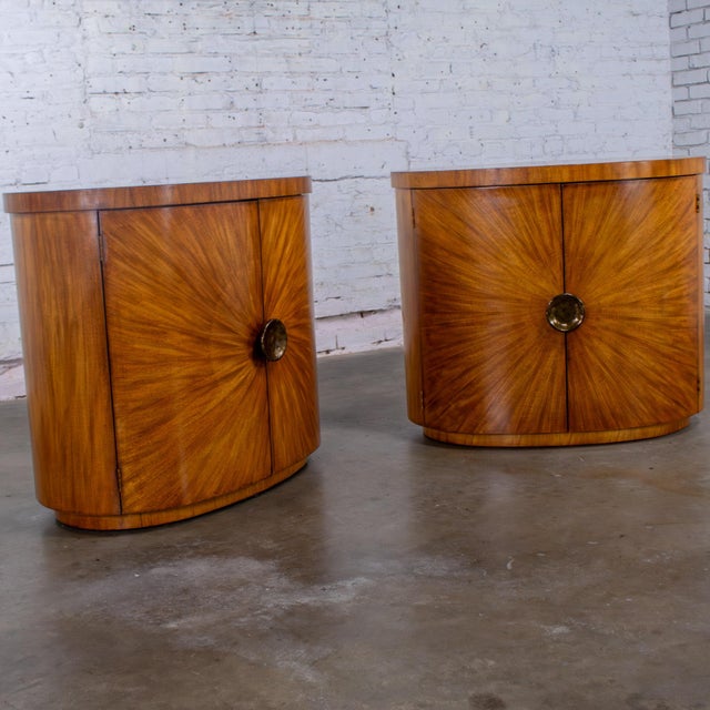 Late 20th Century Modern to Art Deco Revival Pair Arbus Oval Nightstands or End Tables 6000 Series by Henredon For Sale - Image 9 of 18
