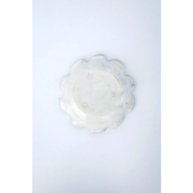 White Pottery Bowl with Ruffled Edge For Sale - Image 12 of 13