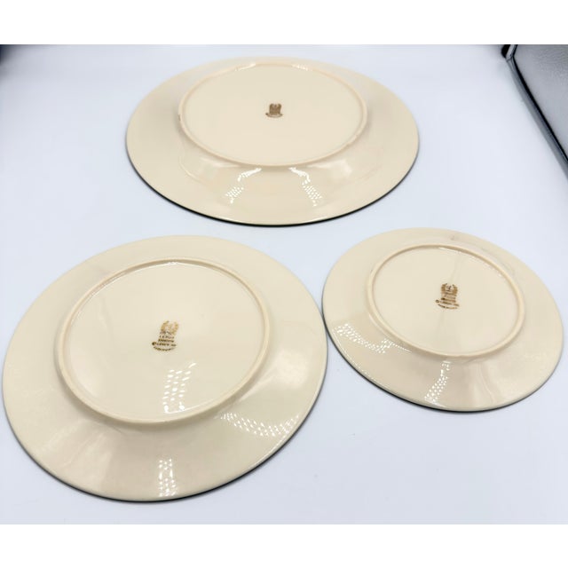 Ceramic 1990s Lenox Moonspun China Platinum Trim Dinner, Salad, Bread 3pc Plate Set For Sale - Image 7 of 10
