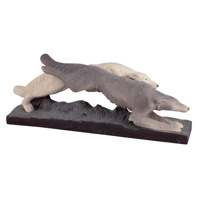 Ceramic Sculpture of Running Greyhounds from Sevres Vinsare, France, 1930s For Sale - Image 9 of 9