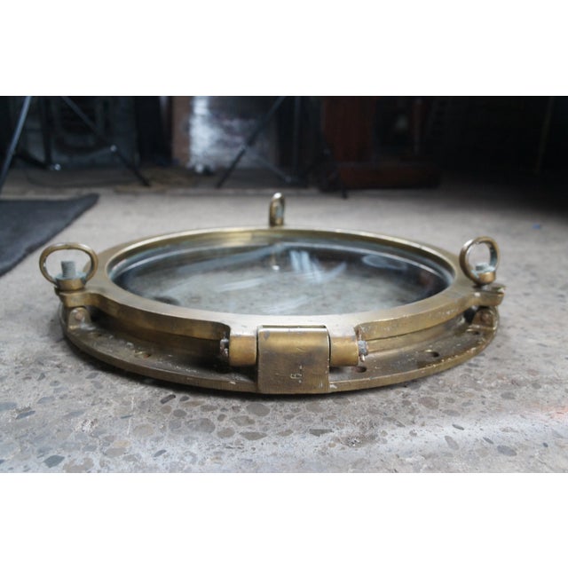 Early 20th Century Early 20th Century Extremely Large Antique Solid Bronze Maritime Ships Porthole Nautical For Sale - Image 5 of 12