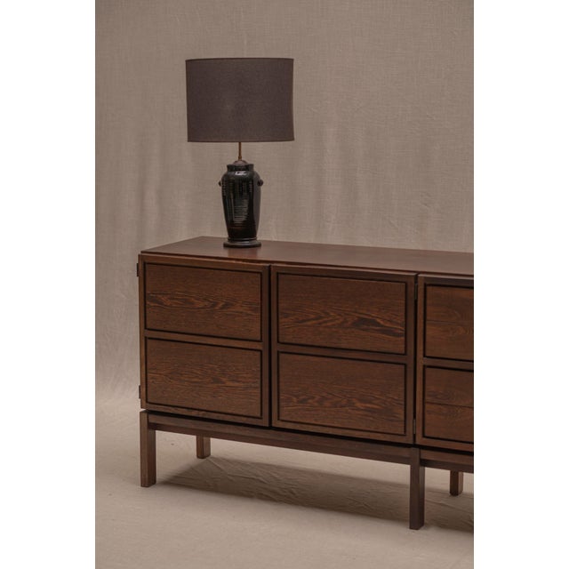 Wood Large Brutalist Sideboard in Wengé Wood, Belgium, 1970s For Sale - Image 7 of 18