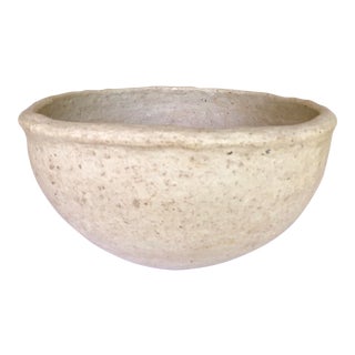 Large White Paper Mache Rustic Bowl/Basket For Sale
