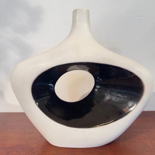 Vintage Italian White and Black Ceramic Vase with Organic Abstract, 1980s For Sale - Image 11 of 18