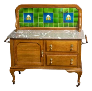 Antique Marble Topped Washstand, 1890s