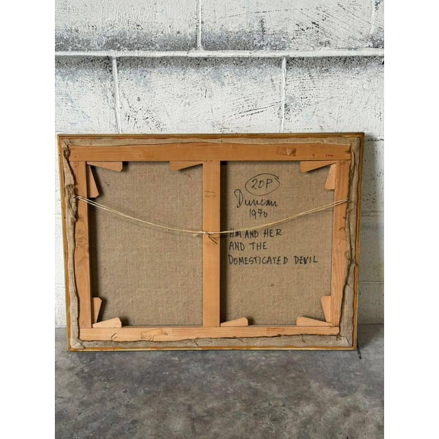 Duncan Framed Abstract Textured Figurative Painting Vintage Mid-Century Modern 1970s For Sale In Los Angeles - Image 6 of 10