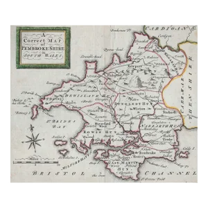 Antique British Map of Pembrokeshire in South Wales