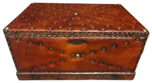 Leather Covered & Brass Studded Chest, 1870s
