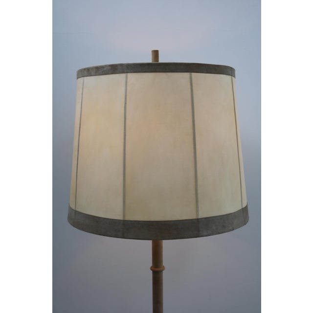 Floor Lamp in Leather, Parchment and Brass by Charlotte Waver, 1960s-1970s For Sale - Image 11 of 13