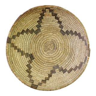 Antique Southwest Navajo Decorated Low Basket Circa 1920 For Sale