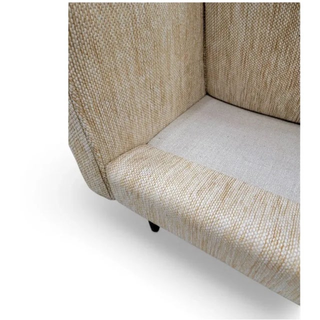 Mid 20th Century Mid Century Modern Italian Gio Ponte Style Club Chairs Reupholstered in Oatmeal Tweed - Pair For Sale - Image 5 of 10