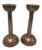 Large Brass Japanese Candlesticks on a Round Scalloped Base and Top For Sale