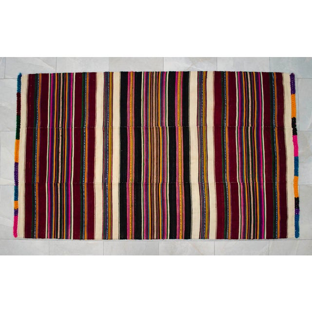 1960s 1960s Hand Woven Colorful Kilim Striped Rug - 4′ × 6′8″ For Sale - Image 5 of 11