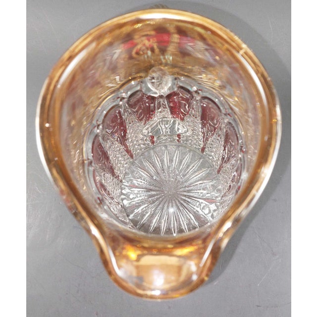 Antique Eapg Imperial Glass Bohemian Style Ruby Stain Wide Gold Trim Pitcher & 5 Tumblers Bar Set For Sale - Image 4 of 11