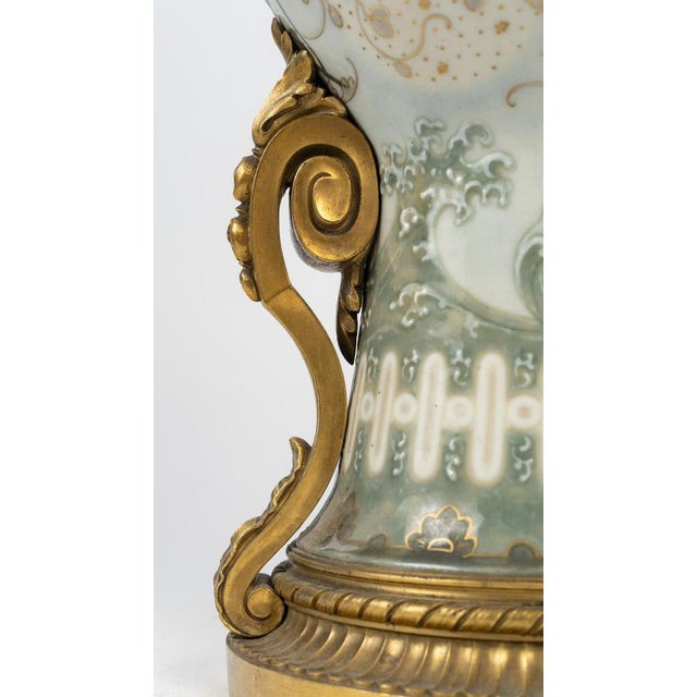 Large Enameled Porcelain Vase by Albert Damousset, Early 20th Century For Sale - Image 5 of 14
