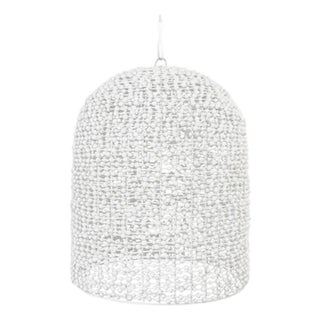 Matthew Izzo Home Arleigh Wood Bead Bell-Shaped Pendant Light For Sale