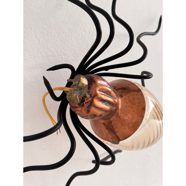 Metal Italian Spider Wall Light Sconce with Yellow Glass Body, 1960s For Sale - Image 7 of 12