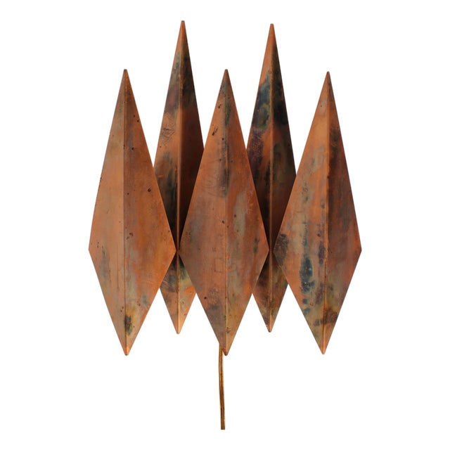 Vintage Brutalist Danish Copper Wall Lamp by Svend Aage Holm Sørensen for Holm Sørensen & Co, 1960s For Sale
