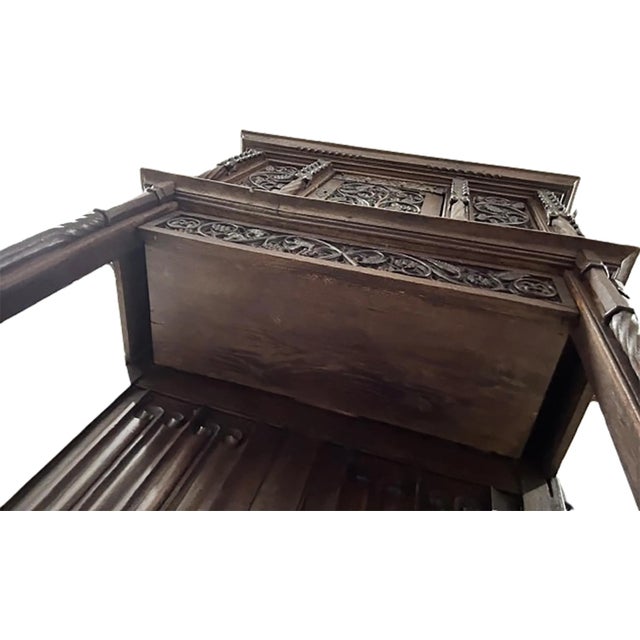 19th Century Two-Piece Gothic Style Oak Cabinet For Sale - Image 11 of 12