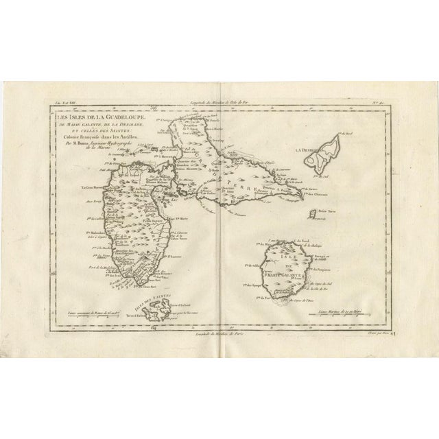 Antique Map of Guadeloupe and Marie Galante, 1780 For Sale - Image 3 of 12