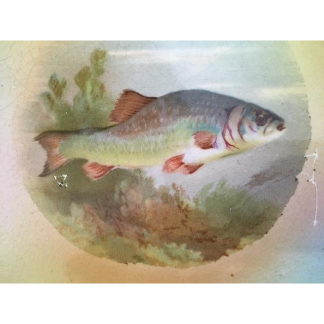 Dark Green Antique German Fish Platter Set W 6 Plates For Sale - Image 8 of 11