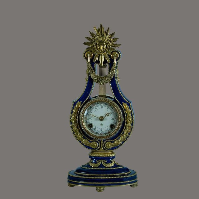 Marie Antoinette Cobalt Blue Porcelain Mantel Clock, 1970s For Sale - Image 6 of 18