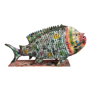 Large Colorful Painted Iron Fish For Sale