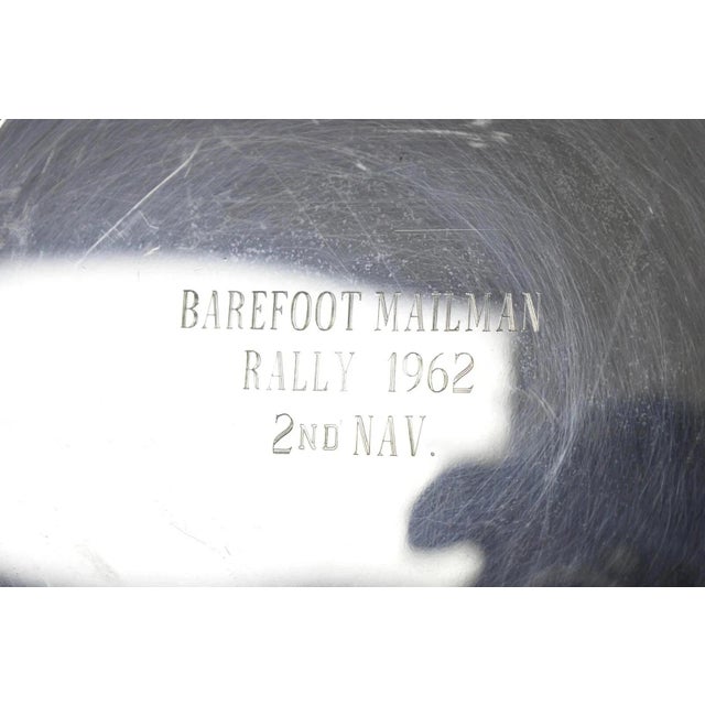 Victorian Antique "Barefoot Mailman Rally 1962" Award Silver Plated Serving Platter Tray For Sale - Image 3 of 10