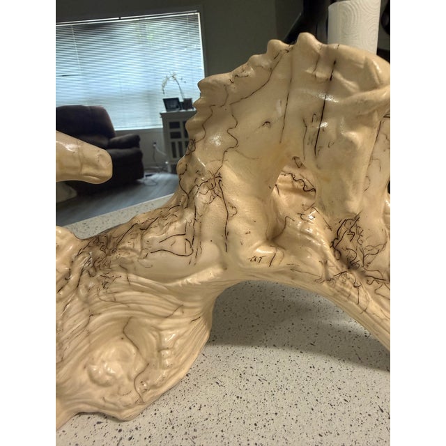 1980s Rare Vintage Horse Hair Pottery Sculpture of 3 Horses Running Signed 8x12 For Sale - Image 4 of 10