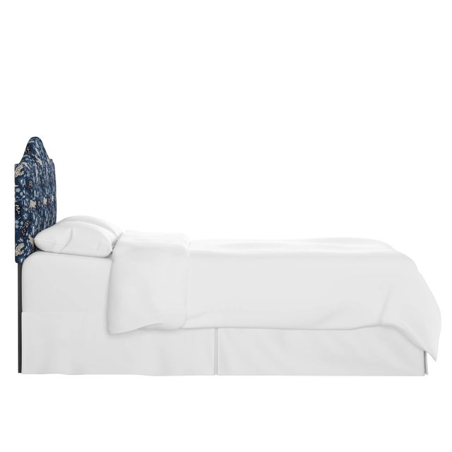 Transitional Kenmore Headboard in Blue Leopard, Twin For Sale - Image 3 of 6