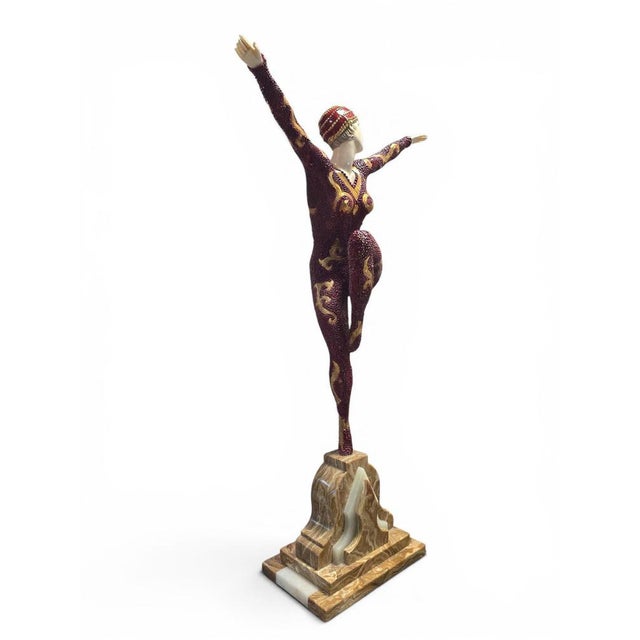 Gold D. H. Chiparus, Art Deco Sculpture of a Gymnast, Bronze on Onyx Base, 1930s For Sale - Image 8 of 12