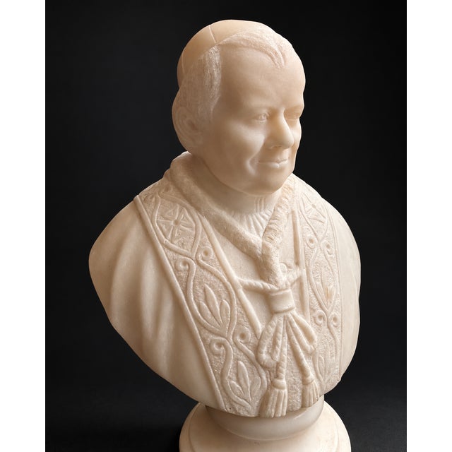 Italian School, Bust of Pope Pius IX, 1800s, Alabaster For Sale - Image 3 of 11