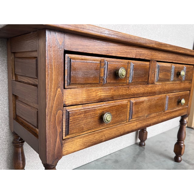 Spanish Large Nightstand or Chest of Drawers in Dark Walnut For Sale - Image 10 of 12