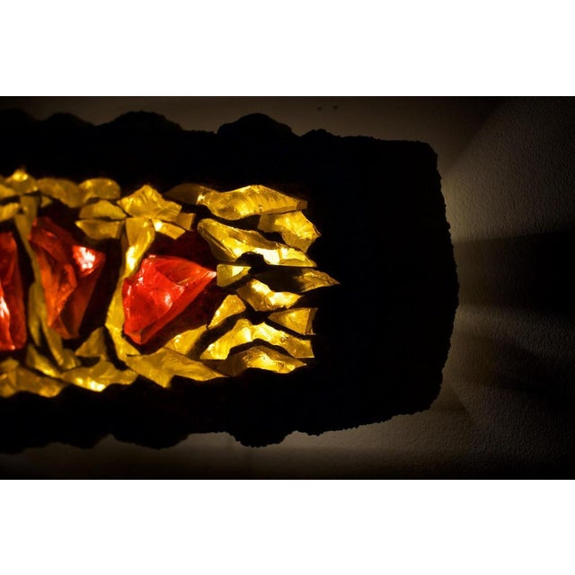 Glass Large Brutalist Concrete and Glass Wall Lamp, 1960s For Sale - Image 7 of 17