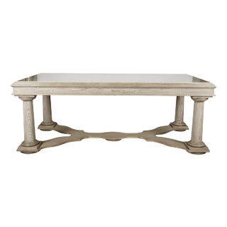 A Nancy Corzine Stone Top Library Table Bleached Oak Finish For Sale