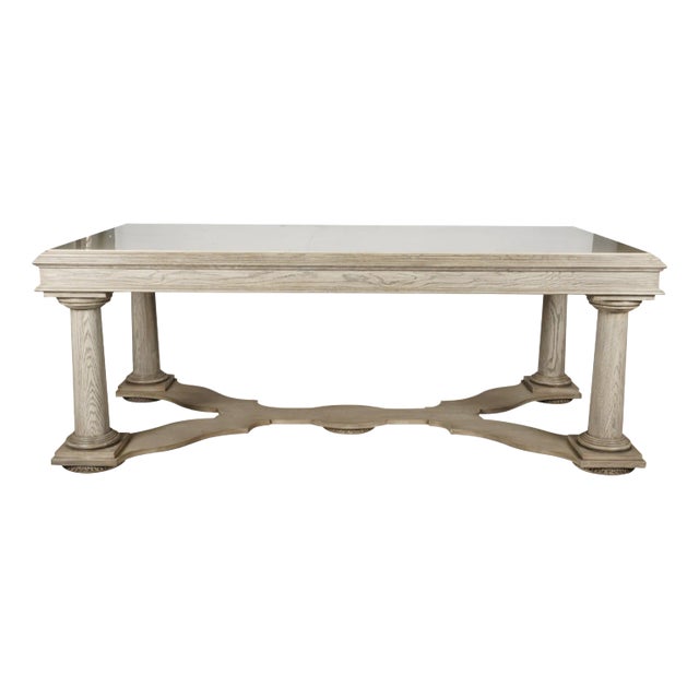 A Nancy Corzine Stone Top Library Table Bleached Oak Finish For Sale