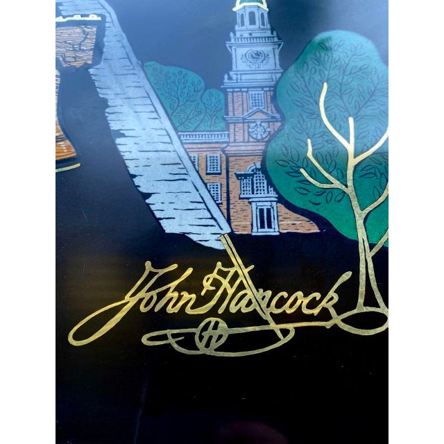 Vintage Couroc Bicentennial Tray – John Hancock, Liberty Bell & Independence Hall Inlay – Monterey California For Sale In San Francisco - Image 6 of 12