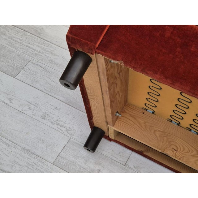 Danish 3 Seater Sofa in Brown-Red Velour, 1980s For Sale - Image 16 of 18