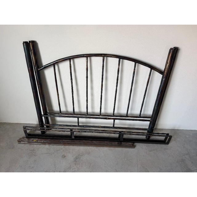 Vintage Handcrafted Metal Forest Canopy Queen Bed Frame, Signed For Sale - Image 14 of 17