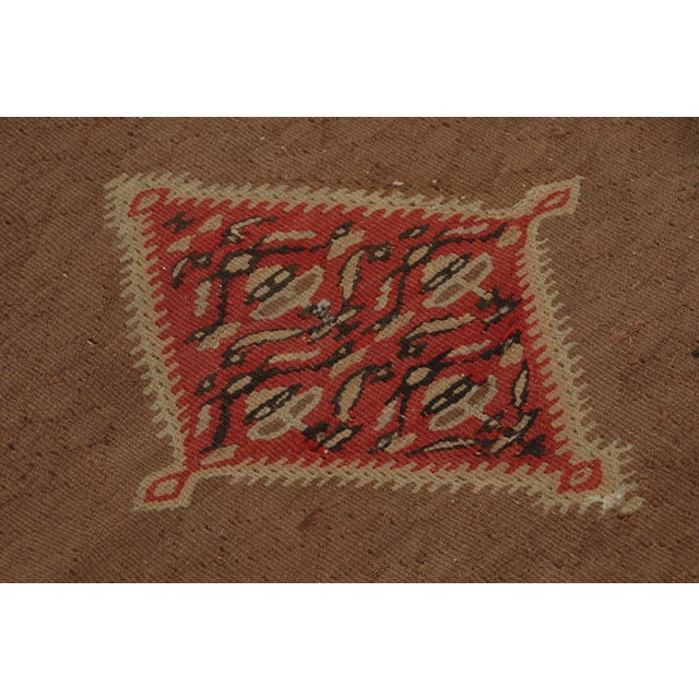 1940s Antique Traditional Senneh Persian Red and Blue Wool Kilim With Earth Tones For Sale - Image 5 of 10