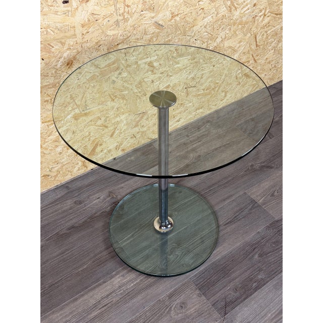 Space Age Side Table in Chrome and Glass, 1980s For Sale - Image 11 of 15